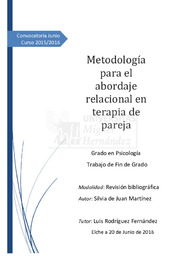 Metodología para el abordaje relacional en terapia de pareja