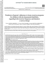 Predictors of parents’ adherence to home exercise programs for children with developmental disabilities, regarding both exercise frequency and duration a survey design.pdf.jpg