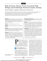 Risk of Serious Adverse Events Associated With Biologic and Nonbiologic Psoriasis Systemic Therapy. Patients Ineligible vs Eligible for Randomized Controlled Trials.pdf.jpg