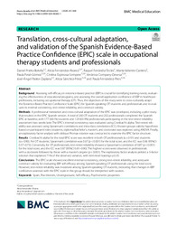 Translation, cross‑cultural adaptation, and validation of the Spanish Evidence‑Based Practice Confidence (EPIC).pdf.jpg