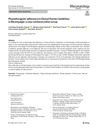 Physiotherapists’ adherence to Clinical Practice Guidelines in fibromyalgia a cross‑sectional online survey.pdf.jpg