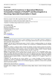 Evaluating AI Competence in Specialized Medicine Comparative Analysis of ChatGPT and Neurologists in a Neurology Specialist Examination in Spain.pdf.jpg