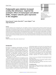 Prodynorphin gene deletion increased anxiety-like behaviours, impaired the anxiolytic effect of bromazepam and altered GABAA receptor subunits gene expression in the amygdala.pdf.jpg