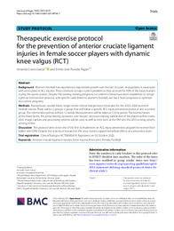 Therapeutic exercise protocol for the prevention of anterior cruciate ligament injuries in female soccer players with dynamic knee valgus (RCT).pdf.jpg