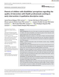 Parents of children with disabilities' perceptions regarding the quality of interaction with Health professionals working in early intervention A qualitative descriptive study.pdf.jpg