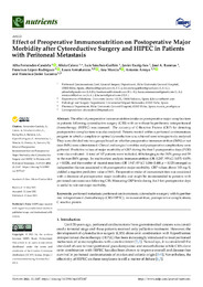 Effect of Preoperative Immunonutrition on Postoperative Major Morbidity after Cytoreductive Surgery and HIPEC in Patients with Peritoneal Metastasis.pdf.jpg